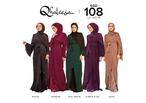 Qhaleesa Pleated Lace Abaya