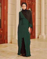 Qhaleesa Pleated Lace Abaya